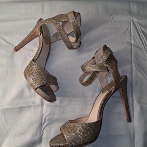 Gold Metallic Strappy High Heel Sandals - Women